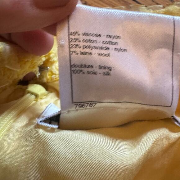 Chanel Women Yellow Skirt Set Cropped Boxy Jacket Jackie Neckline FR 36 US 4 - Picture 5 of 15